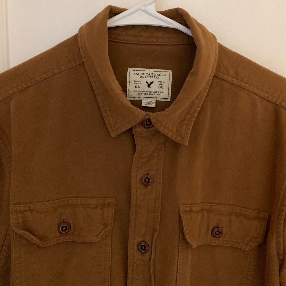 Brown American Eagle Work Shirt with Pockets, Medium